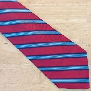 Daniel Cremieux SEVEN FOLD Red Tie with Blue Stripe Accents